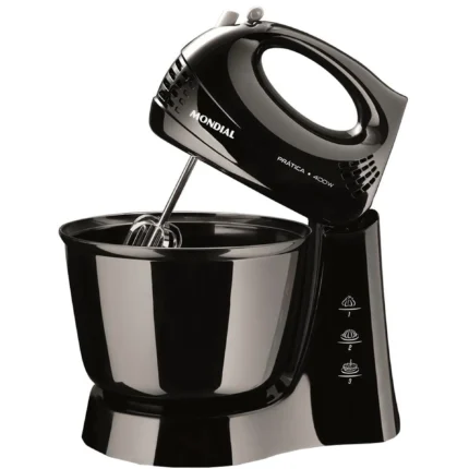 Batedeira Portátil Mondial Prática B-44B 3 Velocidades 400W Tigela 3,6L - Preto - 110 Volts