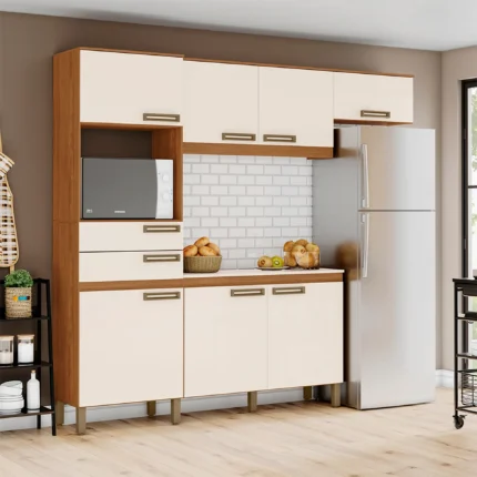 Cozinha Compacta 7 Portas 2 Gavetas B107 Briz - Nature/Off White