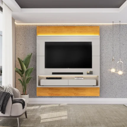 Painel para TV até 70" com LED 02 Gavetas Taylor DJ Móveis - BALI/CEDRO