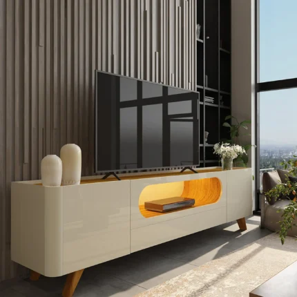 Rack Para TV Até 75" 2.10 Nobre Gelius - Off White/Naturale